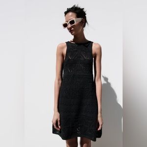 BNWT Zara Crochet Knit Dress - BLACK sz L